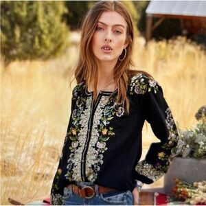 Sundance | “Agatha Bloom” Floral Emroidered Button Down Blouse,  size Medium